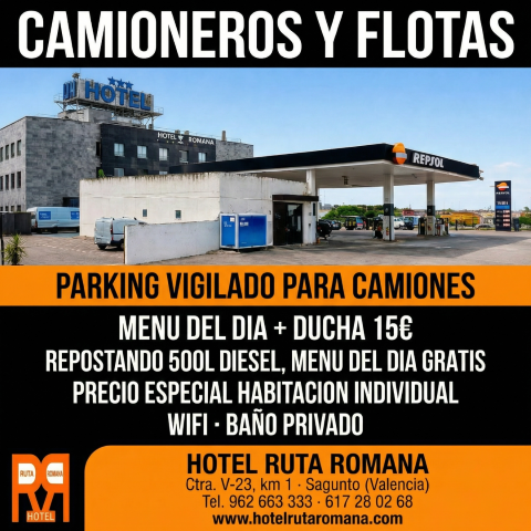 Hotel camioneros Sagunto - parking vigilado camiones - Hotel Ruta Romana