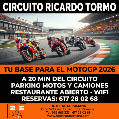 Hotel cerca del Circuito Ricardo Tormo Valencia - MotoGP 2026 - Hotel Ruta Romana Sagunto